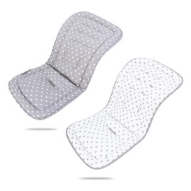 LAT Universal Seat Cover Pram, Cotton, Double-Sided Seat Insert for Prams, 78 x 34 cm, Universal Pram Insert for Baby Seat, Buggy (Grey Star)