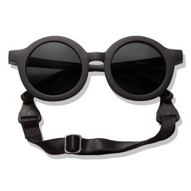 BABYMOCS Runde Babysonnenbrille 0-1,5 Jahre | 100% UV-Schutz | Flexibel | BPA-frei | Ungiftige Sonnenbrille für Babys mit Band | Schwedisches Design | Kindersonnenbrille (Schwarz)