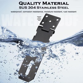 Bmeigo 4 inch Hasp and Staple with Screws, Stainless Steel Padlock Hinge Door Hasp Heavy Duty Shed Lock Latch Gate Security Clasp for Garden Door, Window, Cabinet, Pet Cage, Crate (Black)