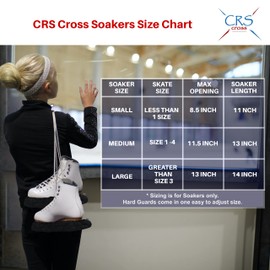 CRS Cross Ice Skate Guards, Soakers & Towel Gift Set -Adjustable Guard Set Design with Soft Skate Blade Covers & Towel (Adjustable Pair of Guards-no Assembly Required) (Black Adjustable, Large)