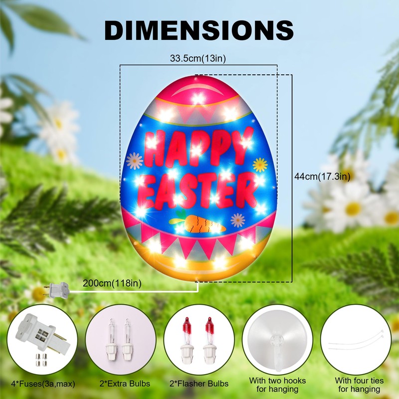 LAMPHOME Light Up Easter Eggs Waterproof Indoor Outdoor String Lights
