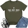 Women Pray Wait Trust Soft Sleeveless Crew Neck Cute Graphic