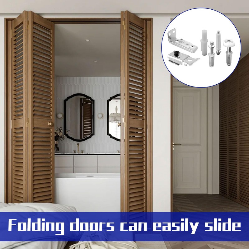 Bifold Door Track Kit,6 Pcs Bi-Fold Door Repair Kit,Metal Top