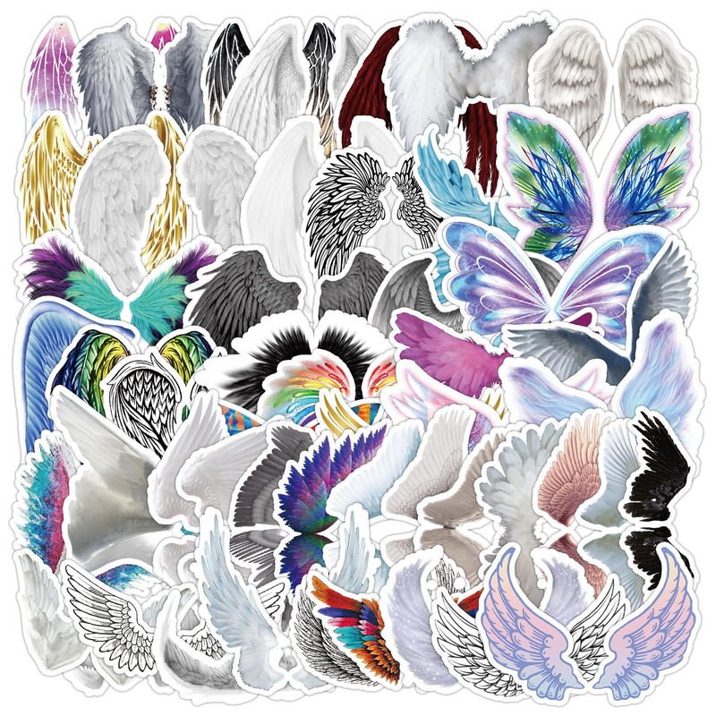 Wings of Angels Stickers 50 Pack Laptop Stickers,Vinyl Waterproof Stickers