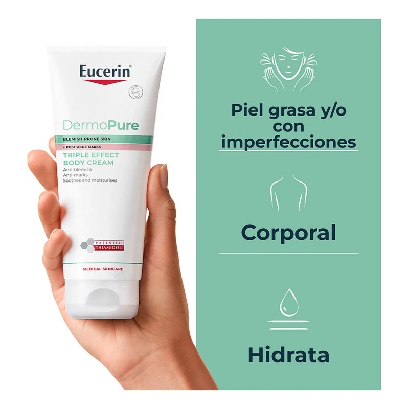 Eucerin DermoPure Triple Effect Crema Corporal, Piel Grasa e Imperfecciones,