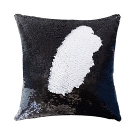 San Tungus Black and White Sequin Mermaid Throw Pillow Case,16"x16" Magic Reversible Sequins Decorative Cushions Cover Pillowcase for Couch Sofa Bed