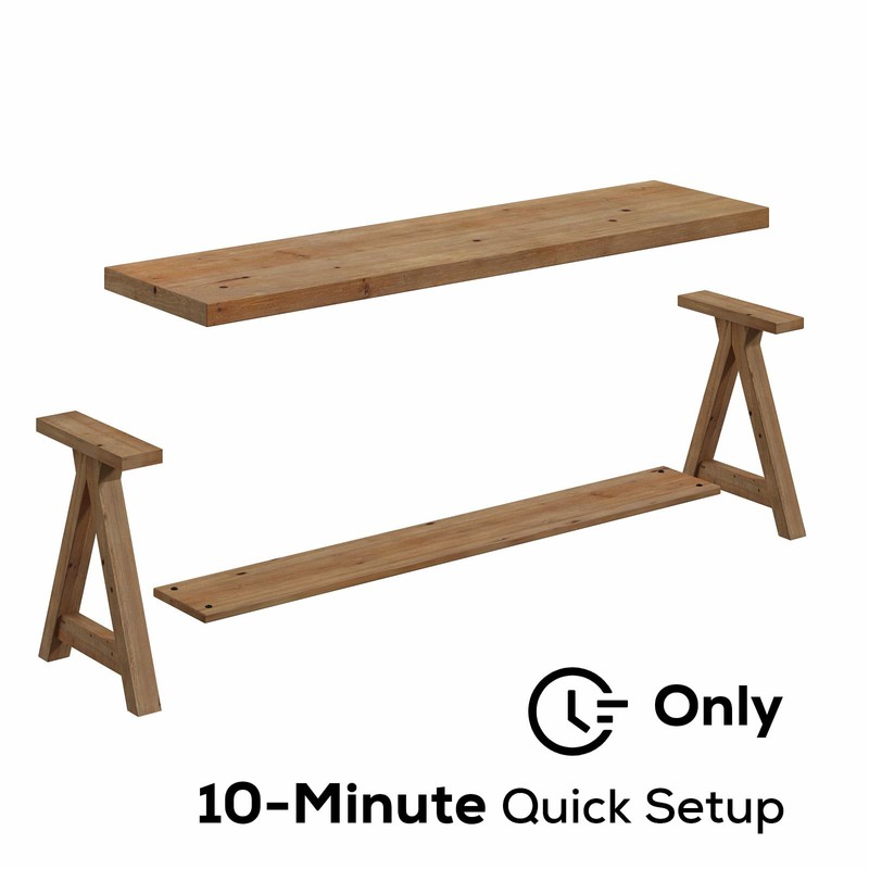 RowyPoey 51" Solid Wood Bench, Long Farmhouse Entryway Bench with
