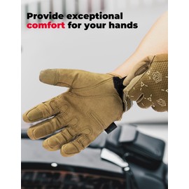 KEMIMOTO Tactical Gloves, Breathable Touchscreen Outdoor Full-Finger Gloves for Men Women for Cycling, Biking, Safety Work, Mechanic, Gardening, Yard Work 2025