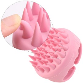 cepillo para polvo de silicona para el piel cabelludo para el cabello, cepillo para polvo de champú para el piel cabelludo, cepillo para polvo exfoliante de limpieza del cabello, para ducha, color rosa