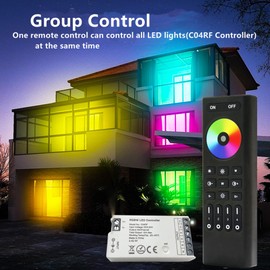 2.4GHz Wireless LED Controller with 4 Zone Remote Control Kit,2X RGBW LED Strip Controller+RF Remote Control for DC5V-DC24V RGB RGBW LED Light Strip Dimming Color Change(No Power Supply,Lightstrip)