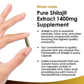 Shilajit 1400mg Suplemento Himilayan Puro Shilajit 60% Ácido Fúlvico Alta Resistencia
