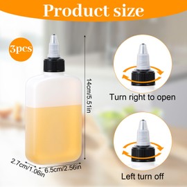 BOHUIZ 3 Pcs Small Oil Dispenser Bottle for Camping and Kitchen, 120ml/4oz Mini Leak-Proof Squeeze Liquid Condiment Bottle with Twist Top Cap Reusable Small Travel Oil Containers