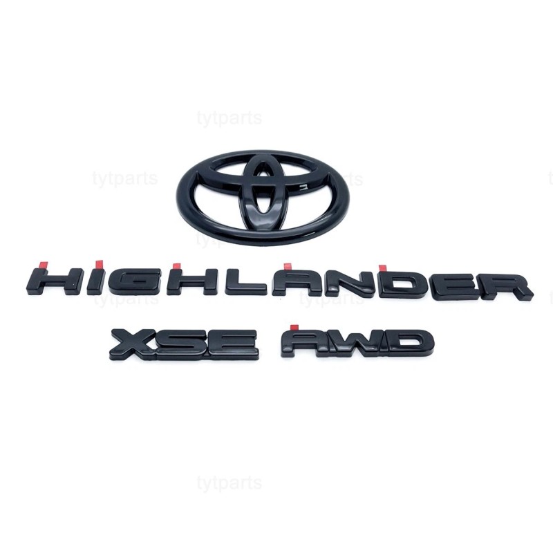 Toyota 2020-2025 HIGHLANDER XSE AWD Gloss Black EMBLEM OVERLAY KIT
