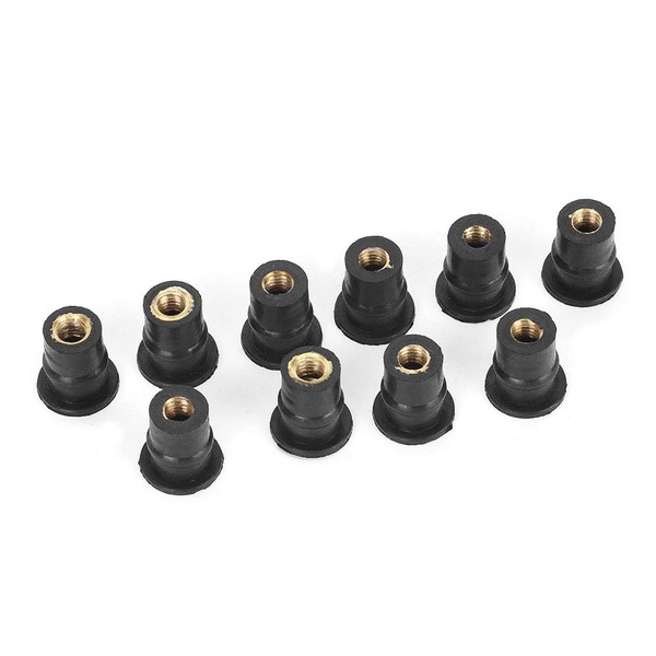10Pcs M5 Well Nuts Kit,Rubber Windshield Well Nuts 5mm/0.2in Metric Motorcycles Windshield Bolts Wellnut,Black