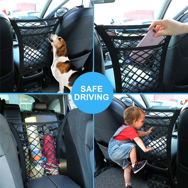 3-Layer Universal Universal Car Seat Mesh Tidy Storage Net Bag