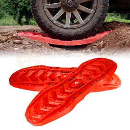 I1MOTOR Red Recovery Boards Tire Traction Mats With Storage Bag, Assist Off-Road Trapped Vehicles To Escape Desert, Snow And Climbing Obstacles, Car Extraction Accessories, 42.13"x13.98"x2.36", 2pcs