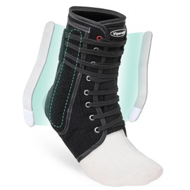 Vigorwise Lace up Ankle Brace for Women Men, Quick Adjustment Ankle Brace with Metal and Plastic Side Stabilizers, 1Pcs Foot Support for Sprained Left Right, L