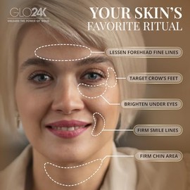 GLO24K Crema de estiramiento facial instantnea con oro de 24k, antiarrugas de accin rpida no quirrgica