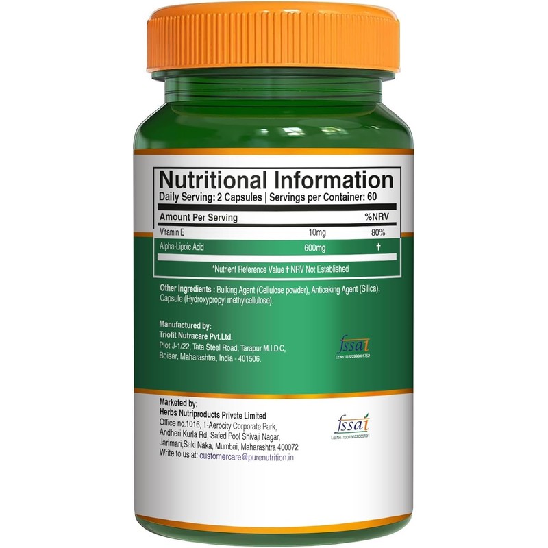 Pure Nutrition Alpha Lipoic Acid 600mg + Vitamin E |