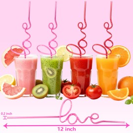 12PCS Love Word-Shaped Plastic Drinking Straws for Bachelorette Decor