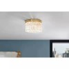 Unbranded Modern Crystal Soft Gold Frame 3-light Flush Mount Lamp