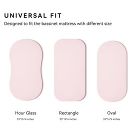 TILLYOU Baby Bassinet Sheets for Girls Boys, Fit for Hourglass Oval Rectangle Bassinet Mattress Sheets, 33”X16”, 2 Pack Swan Dance and Pink