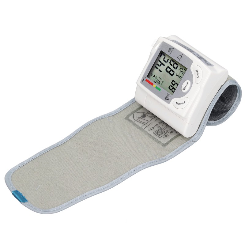 Wrist Blood Pressure Monitor Adjustable Cuff Large LCD Display Digital
