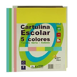 Cartulina Multiusos, tamaño carta 5 colores, 50 Hojas, para impresoras laser, inkjet, fotocopiadoras o trabajos artesanales Contiene material reciclado