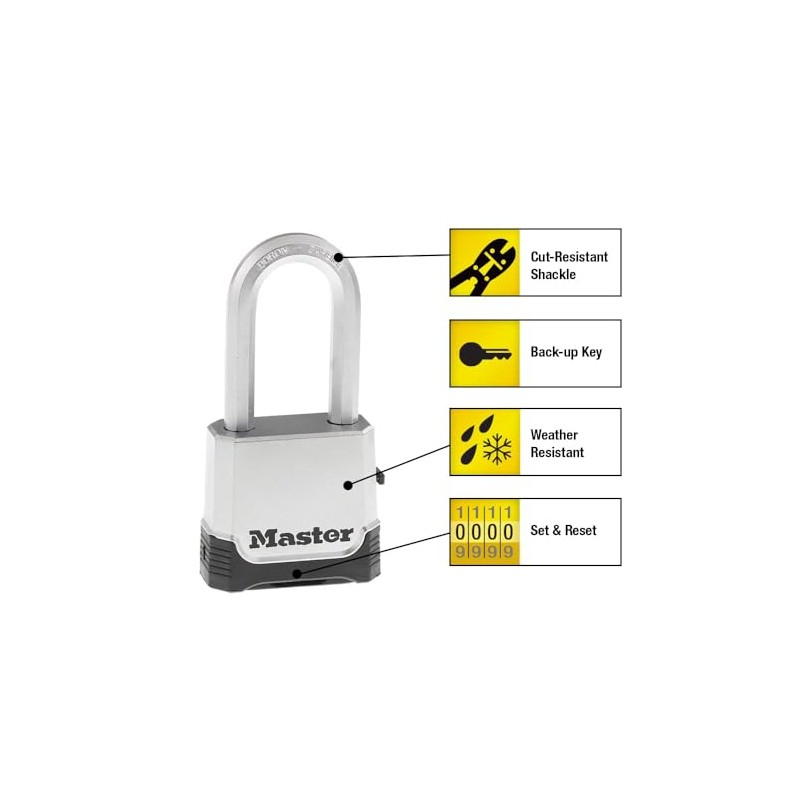 Master Lock M176XDLH - Candado de combinación para exteriores, resistente