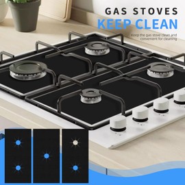 Hob Covers for Gas Cookers Gas Hob Cover 3PCS 52.8 * 26CM Gas Stove Cover Gas Range Protectors Gas Hob Mat Reusable Non-Stick Free Cutting High Temperature Resistant for Gas Cookers