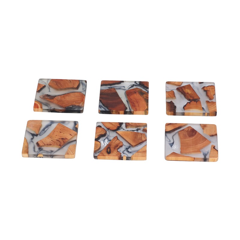 6Pcs Wood Coasters Innovative Insulation Cup Mat Pad Craft Works