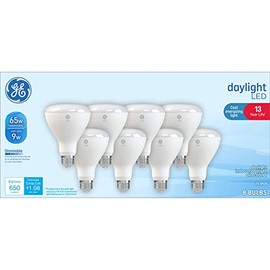 GE Daylight LED Floodlight Bulbs, 9 Watt (65 Watt Equivalent) Cool Energizing Light, Medium Base, Indoor, Dimmable (8 Pack)