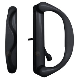 Easy Fix Hardware 6-5/8" Involute Sliding Patio Door Handle Set - SBML, Non-Keyed - Replacement for Patio Glass Door Repair | Sliding Door Pull Handle Set Fits 4-15/16" Hole Spacing (Black)