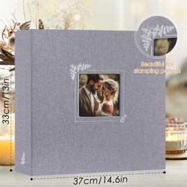 Lanpn 2 Packs Scrapbook Photo Album 12x12, Linen Window Design Cover Top Load 3 Ring Folder Binder Photo Book Photobook 12 x 12 inch with 30 Plastic Sleeves 60 Pages (Grey)