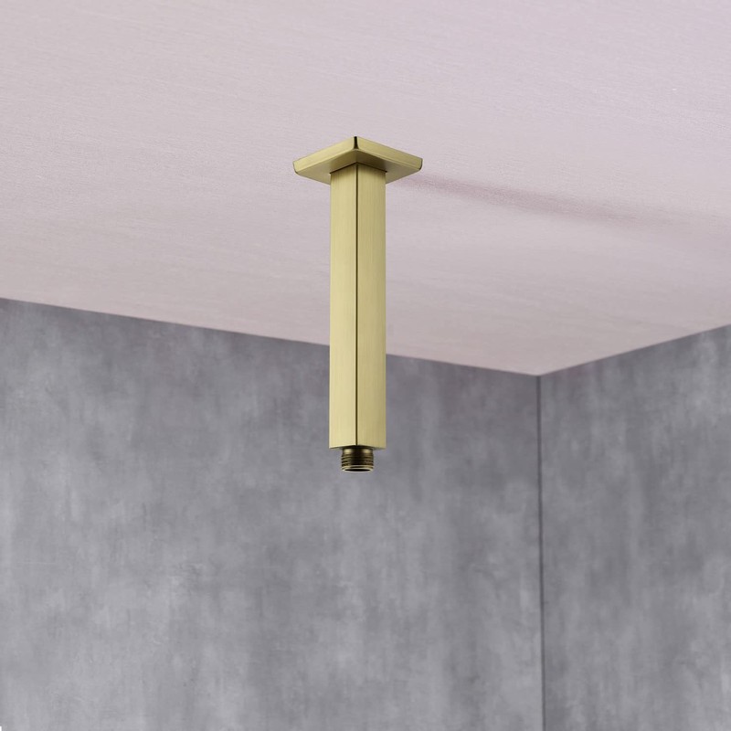 Brushed Gold Shower Arm with Flange 6 Inch Straight Stainless