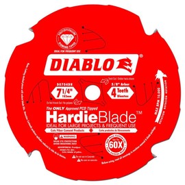 Diablo HardieBlade Saw Blade for Fiber Cement - 7-1/4" x 4-Teeth, PCD Tipped - D0704DH