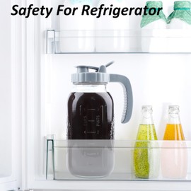 Mason Jar Pitcher 64 OZ (2 Pack) Wide Mouth Glass Pitcher With Pour Spout Lids 2 Quart Airtight Leak Proof Water Pitcher With Handle For Iced Tea, Milk, Sun Tea, Lemonade, Juice, Iced Coffee