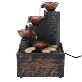 Tabletop Water Fountain with LED Light, Tabletop Water Fountain, Wealth Attracting Feng Shui Running Water Ornaments Crafts USB Powered for Home Living Room