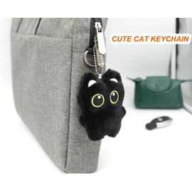 Zitokin Cute Black Cat Plush Keychain, Kawaii Keychain Accessories Bag Charms for Handbags Backpack Gifts for Cat Lovers (4 inches)