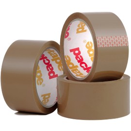 Packatape 3 Rolls 48MM x 66M Brown Packaging Tape for Parcels and Boxes