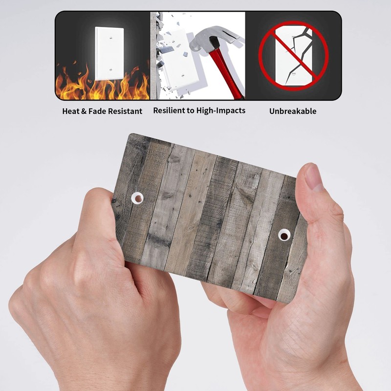 Gray Rustic Wood Blank Wall Plate 1 Gang Switch Plate
