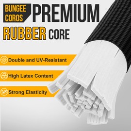 Bungee Cords with Carabiner Hooks, 24 Inch Heavy Duty Elastic Straps, Black, Set of 4