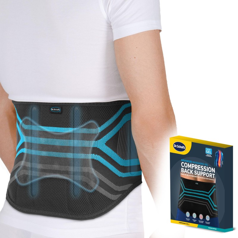 Dr. Scholl’s Compression Back Support with Massaging Gel, Breathable Fabric,