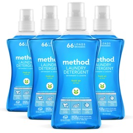 Method Liquid Laundry Detergent, Fresh Air, 66 Loads Per Bottle, Stain Remover, 53.5 Fl Oz (Pack of 4)