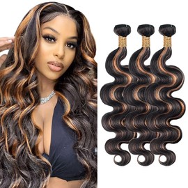 Highlight Bundles P1B30 Body Wave Human Hair Bundle Two Tone Black Mixed With Light Brown 3 Bundles 30 32 34 Inch 1B30 Ombre Body Wave Bundle Human Hair