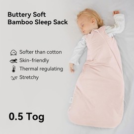 BubblePanda Bamboo Sleep Sack 12-18 Months 0.5 Tog Soft Lightweight Toddler Sleep Sack 1t for Babies 2-Way Zipper Wearable Blanket Baby 12 Months
