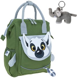 ELEPHANT Children's Backpack Boys Girls Kids Nursery Backpack from 3 Years Backpack with Folding Opening +e, Lemur Maki Olive 365