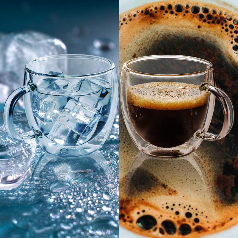 Stylusella Double Wall Glass Espresso Cups 5oz/150ml, A set of