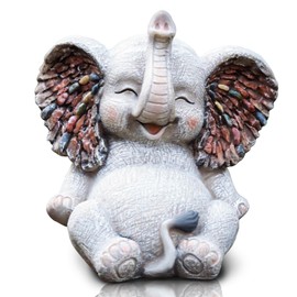Kunkeinson Elephant Decor, Indoor Outdoor Decors, Art Decoration in Home Patio Lawn Yard Garden Bedroom Living Room, Cute Fairy Sculptures Ornament for Women Mom Grandma Gift for Day (M)