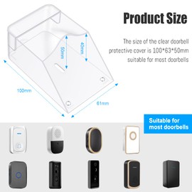 Domeilleur Waterproof Bell Push Cover Transparent Protective Cover Wireless Wall Mount Bell Guard Outdoor Rain Waterproof Protective Cover for Door Access Control